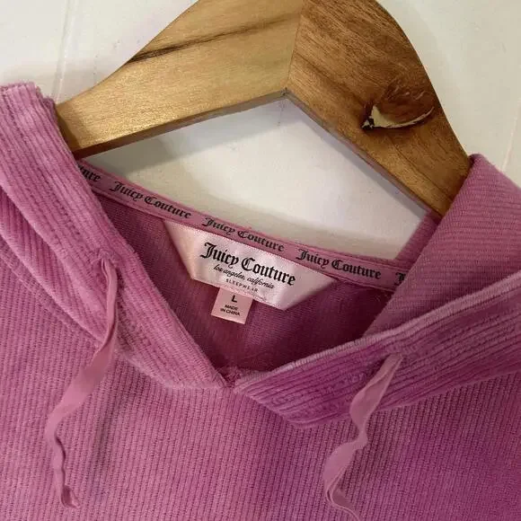 Juicy Couture Pink Velour Velvet Pullover Hoodie Sweatpants Set Women's Large - Picture 4 of 8